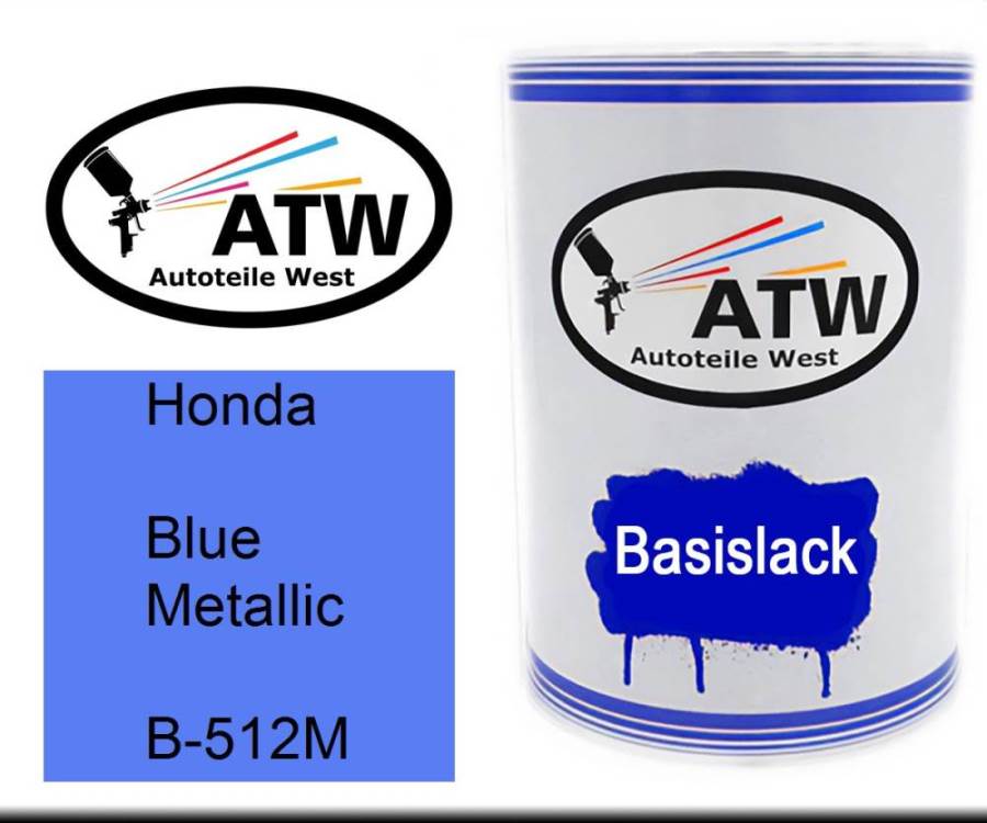 Honda, Blue Metallic, B-512M: 500ml Lackdose, von ATW Autoteile West.